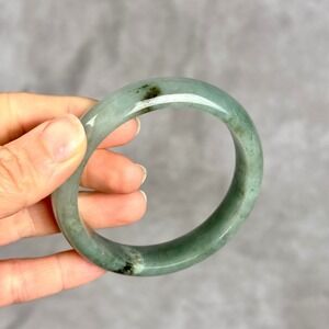 Fairycore Chic Green Burmese Jadeite Jade Bangle Chunky BOHO Bracelet 58.87MM
